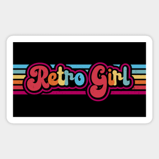 Retro Girl Rainbow Stripes Magnet